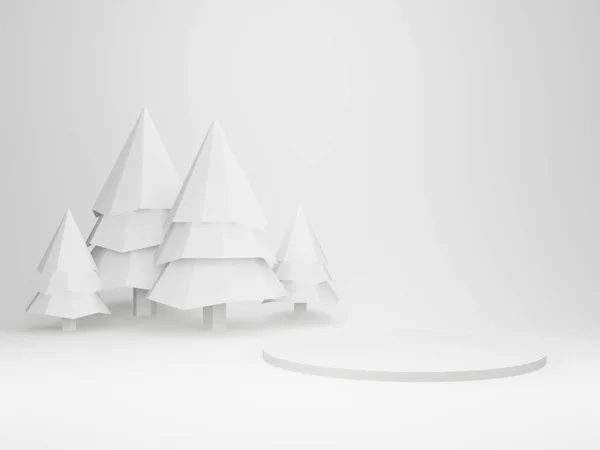 Rendering Weiße Geometrische Weihnachten Podium — Stockfoto