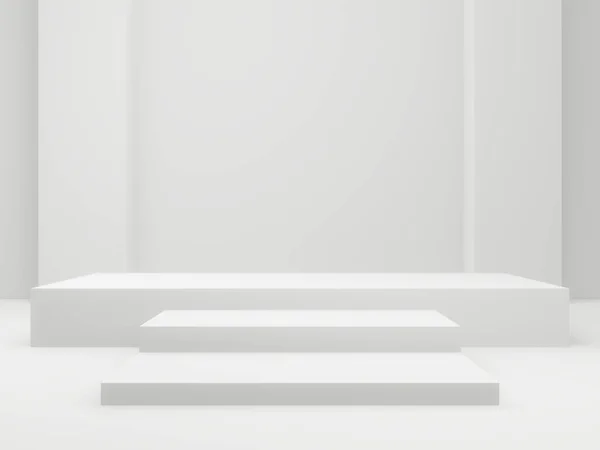 3Dレンダリング幾何学的表彰台 白い部屋の背景 — ストック写真