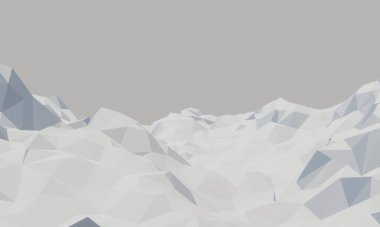 3D düşük çokgen buz dağı. Soğuk ortam.