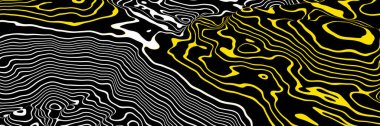 3D rendering yellow and white contour lines. Topographic terrain.