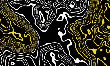 3D rendering yellow and white contour lines. Topographic terrain.