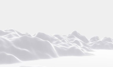 3D rendeleme beyaz karlı dağ.