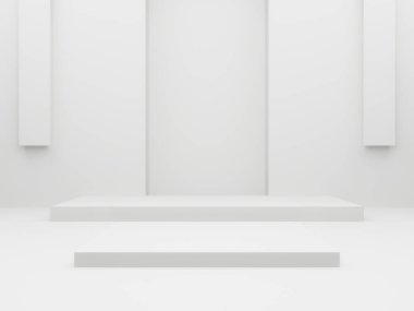 3D oluşturulmuş beyaz geometrik podyum.