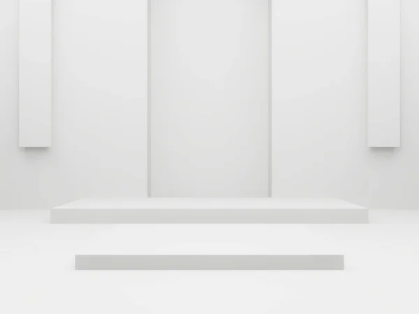 Pódio Geométrico Branco Renderizado — Fotografia de Stock