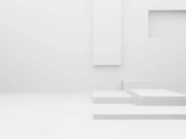 3Dレンダリング白い幾何学的な表彰台 — ストック写真