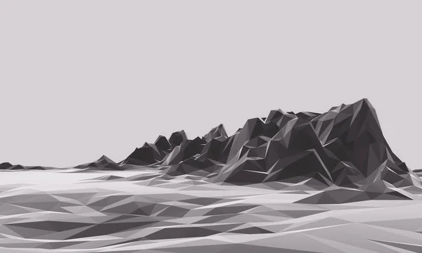 Siyah Beyaz Alçak Çokgen Dağını Oluşturur Siyah Arazi — Stok fotoğraf
