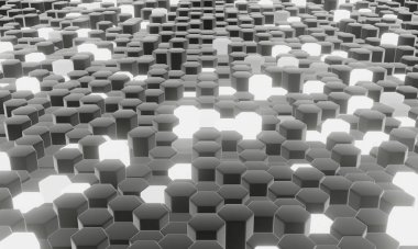 3B görüntüleme siyah ve beyaz altıgen arkaplan.