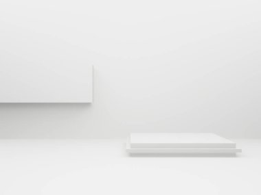 3D oluşturulmuş beyaz geometrik podyum.