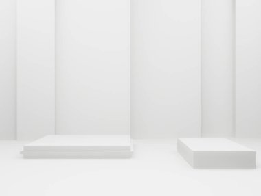 3D oluşturulmuş beyaz geometrik podyum.