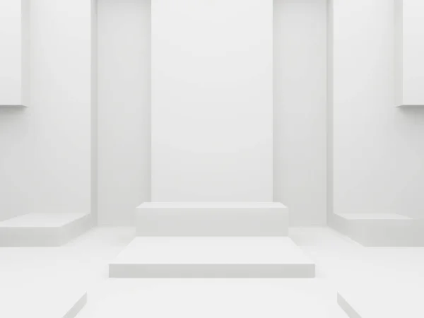 3Dレンダリング白い幾何学的な表彰台 — ストック写真