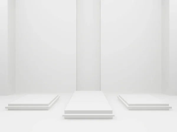 Vykreslené Bílé Geometrické Pódium — Stock fotografie