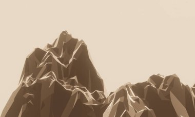 3D render kahverengi taş dağ. Kaya arazisi.