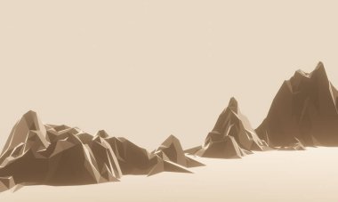 3D render kahverengi taş dağ. Kaya arazisi.