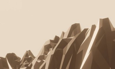 3D render kahverengi taş dağ. Kaya arazisi.