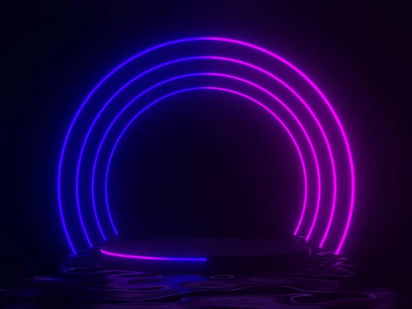 Renderować Neon Podium Makieta Świateł Gradientowych — Zdjęcie stockowe