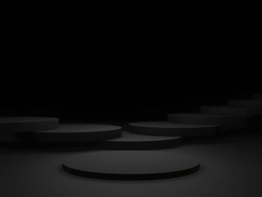 3D render siyah geometrik arkaplan.