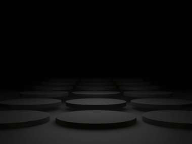 3D render siyah geometrik arkaplan.