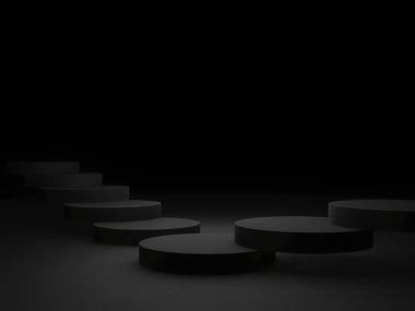 3D render siyah geometrik arkaplan.