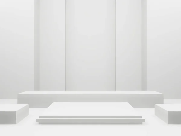 Rendered White Geometric Podium — Stock Photo, Image