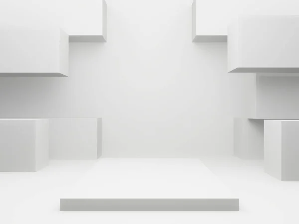 Тривимірний Білий Геометричний Подіум Білий Фон — стокове фото