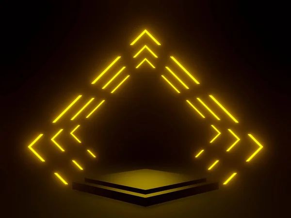Render Kuning Neon Terowongan — Stok Foto