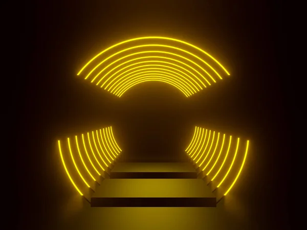 Rendern Gelben Neon Tunnel — Stockfoto
