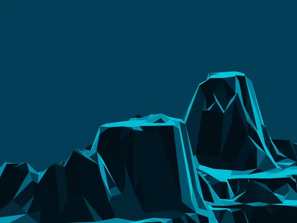 Рендеринг Низкопольной Каменной Горы Голубая Скала — стоковое фото