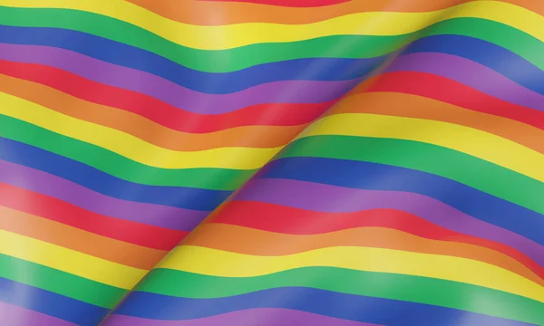 Рендеринг Волнистый Радужный Флаг Цвет Лгбтк — стоковое фото