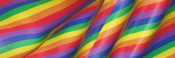 Renderização Bandeira Ondulada Arco Íris Cor Lgbtq — Fotografia de Stock
