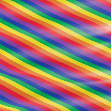 3 boyutlu görüntüleme. Dalgalı gökkuşağı bayrağı. LGBTQ rengi.