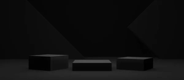 3D渲染黑色讲台 模拟产品 — 图库照片