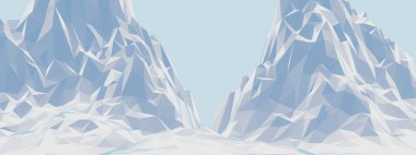 3 boyutlu buz dağı. Düşük polimerli arazi.