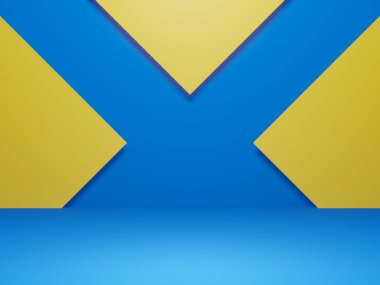 3B mavi ve sarı kağıt kesme arkaplanı