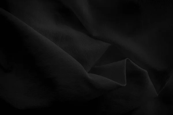 Abstracte Zwarte Golvende Doek Donkere Stof Achtergrond — Stockfoto