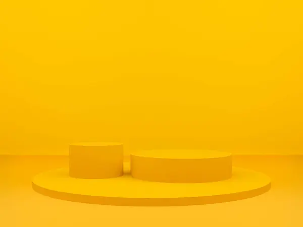 Boyutlu Sarı Geometrik Podyum Sarı Arkaplan — Stok fotoğraf