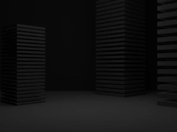 3D渲染黑暗的几何背景 — 图库照片