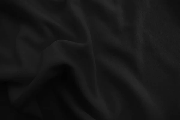 Abstract Black Wavy Cloth Dark Fabric Background — Stock Photo, Image