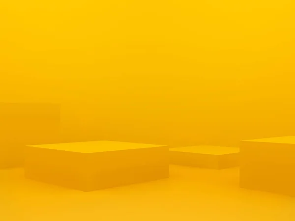 Візуалізація Жовтого Геометричного Подіуму Жовтий Фон — стокове фото