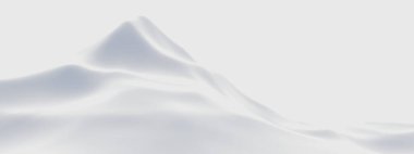 Kar dağını 3D render. Beyaz arazi. Soğuk ortam.