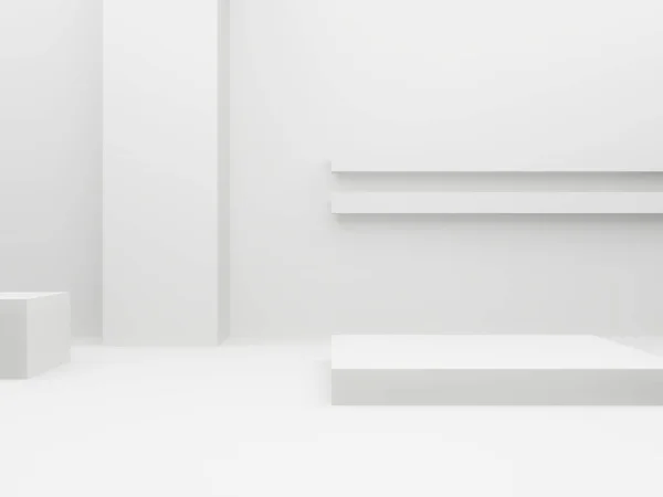 3Dレンダリング白い幾何学的な部屋 — ストック写真