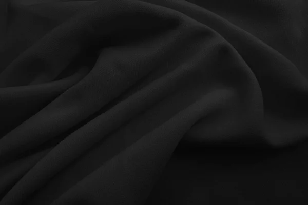 Soyut Siyah Dalgalı Kumaş Koyu Renk Kumaş Arkaplan — Stok fotoğraf