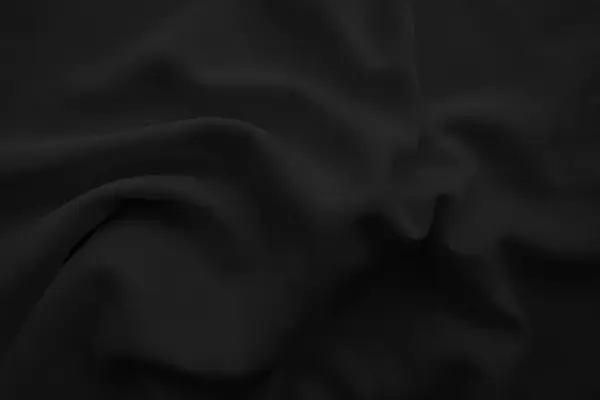 Abstract Black Wavy Cloth Dark Fabric Background — Stock Photo, Image