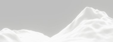 Üç boyutlu karlı dağ. Kar arazisi.