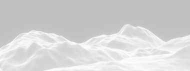 Üç boyutlu karlı dağ. Kar arazisi.