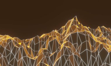 3D görüntüleme düşük çokgen ızgara dağ.