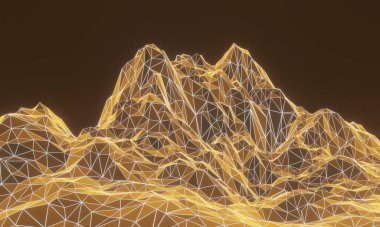 3D görüntüleme düşük çokgen ızgara dağ.