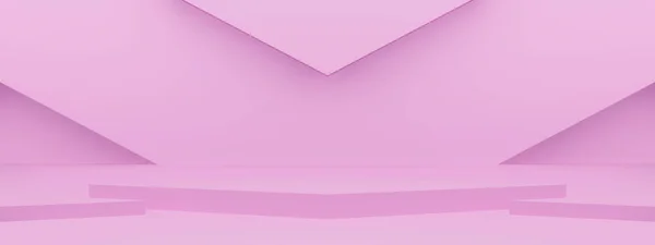 3D rendered pink geometric podium. Pink background