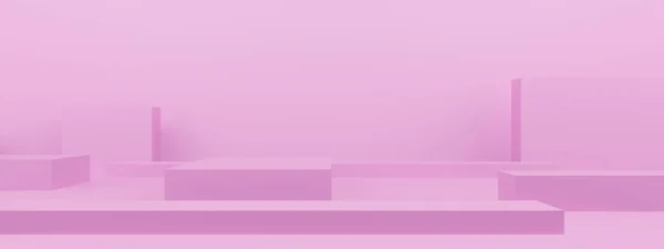 Rendered Pink Geometric Podium Pink Background — Stock Photo, Image