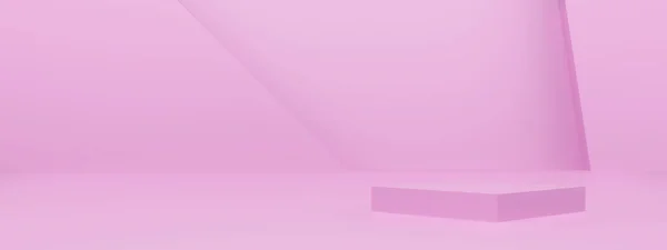 Reso Rosa Podio Geometrico Sfondo Rosa — Foto Stock