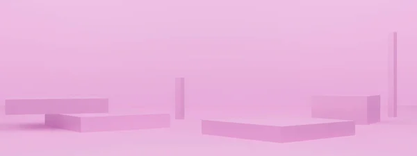 Рендеринг Розовый Геометрический Подиум Розовый Фон — стоковое фото